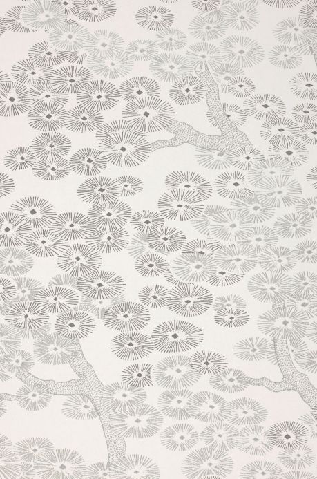 Papier peint floral Papier peint Kirigami gris clair nacré Détail A4