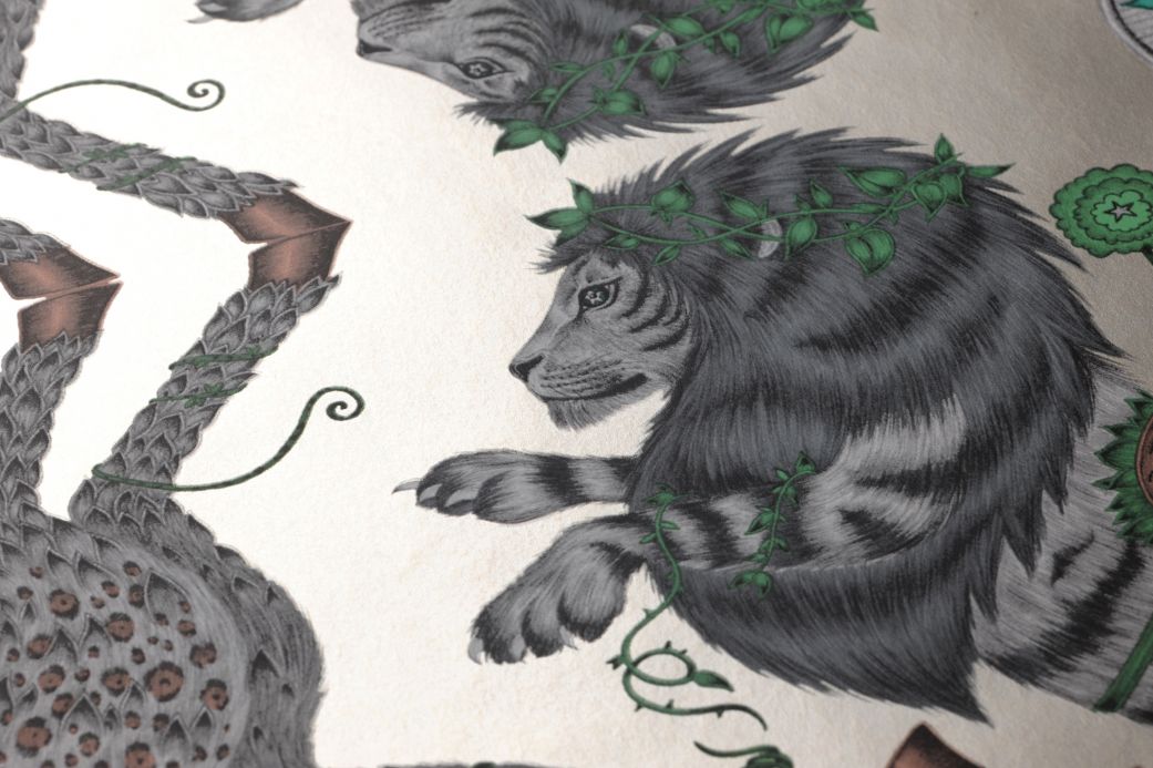 Papier peint avec des animaux Papier peint Caspian crème chatoyant Vue détail
