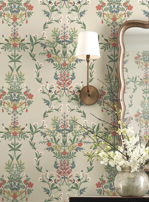Rifle Paper Wallpaper Wallpaper Luxembourg pebble grey Room View