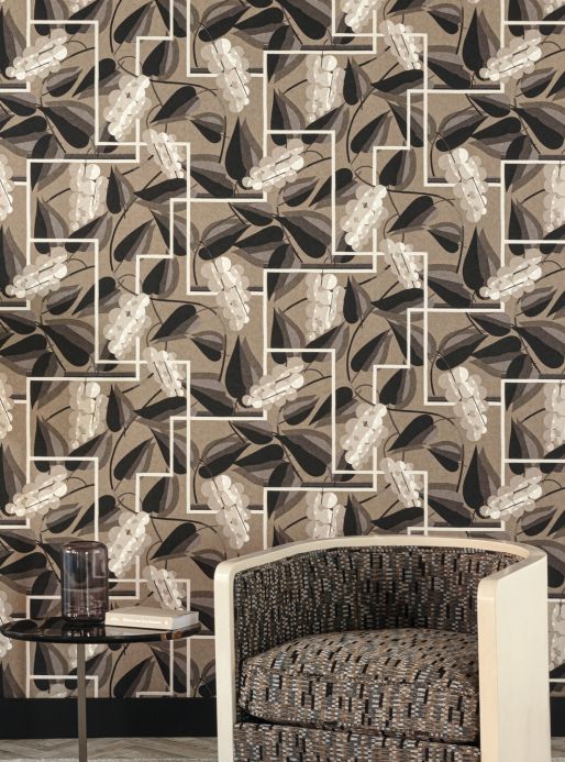 Art Deco Wallpaper Wallpaper Genevieve grey tones Room View