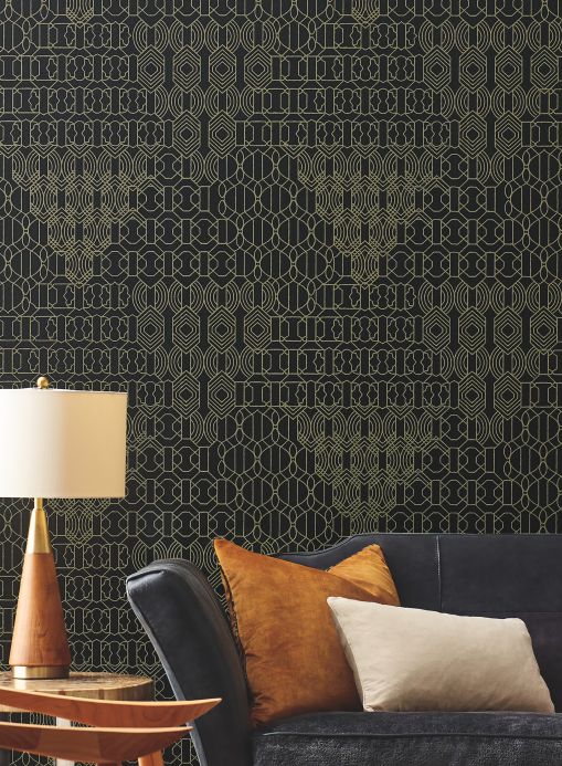 Black Wallpaper Wallpaper Modern Chandeliers black Room View
