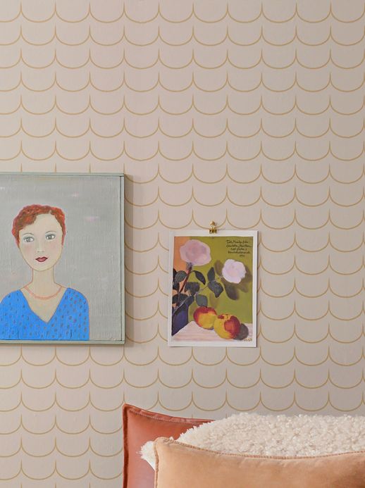 Designer Wallpaper Drop Curtain cream Room View