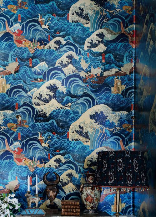 Mindthegap Wallpaper Wall mural The Former Emperor Metallic blue Room View