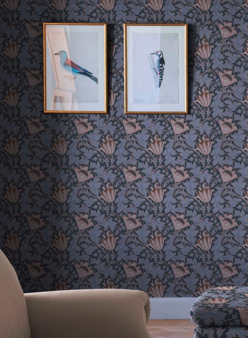 William Morris Wallpaper Wallpaper Maledisan grey blue Room View