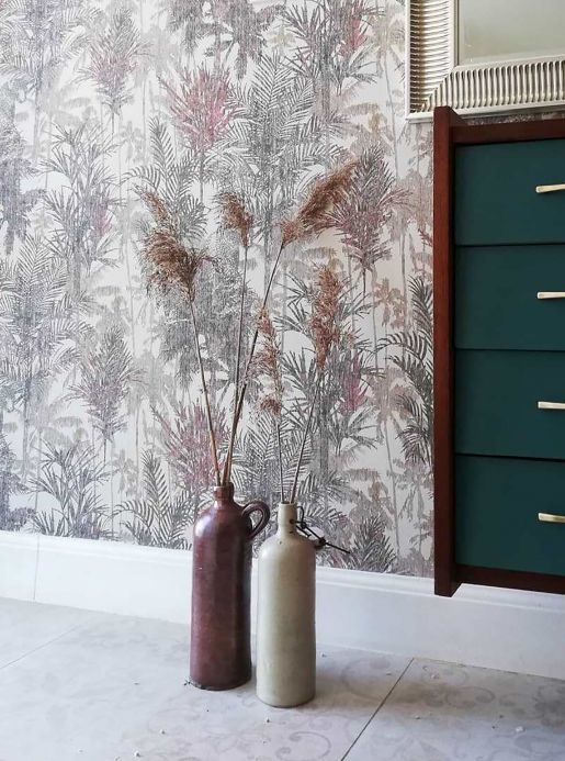 Papel pintado botánico Papel pintado Casaba beige grisáceo Ver habitación