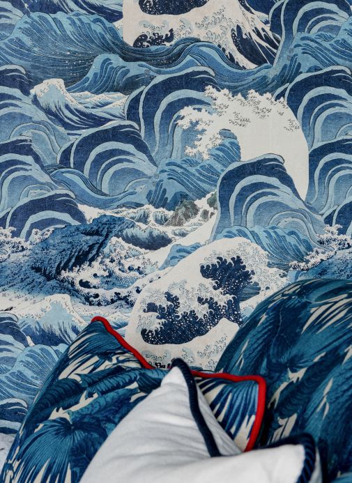Maritime Wallpaper Wallpaper Sea Waves shades of blue Detail View