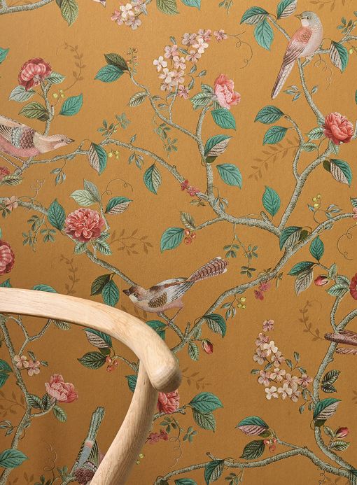 Bird Wallpaper Wallpaper Floribunda brown beige Room View