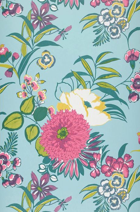 Archiv Wallpaper Petronella turquoise blue Roll Width