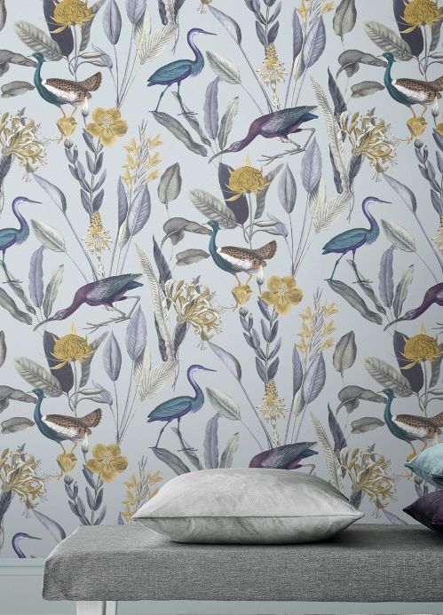 Bird Wallpaper Wallpaper Medina light grey Room View