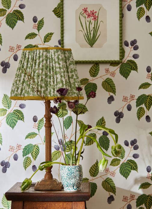 Leaf and Foliage Wallpaper Wallpaper Francesca shades of green Room View