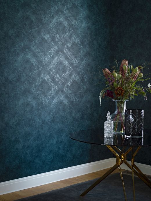 Geometric Wallpaper Wallpaper Aurim grey blue Room View