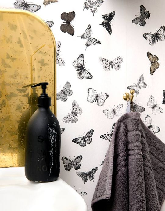 Butterfly Wallpaper Wallpaper Vanesa grey Room View