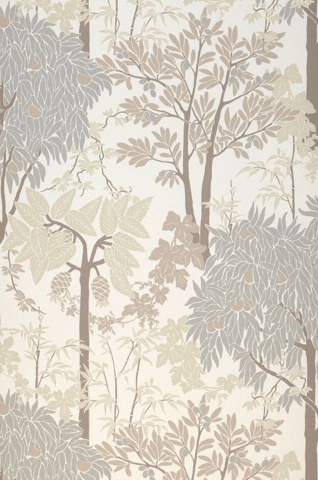Papel pintado botánico Papel pintado Mirabelle beige grisáceo Ancho rollo