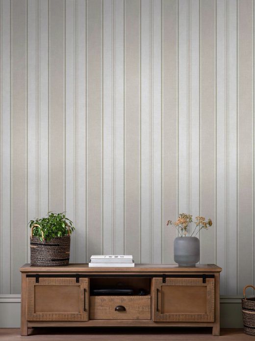 Striped Wallpaper Wallpaper Suro light grey beige Room View