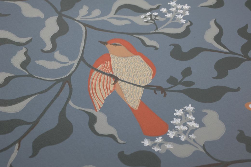 Bird Wallpaper Wallpaper Rana blue grey Detail View
