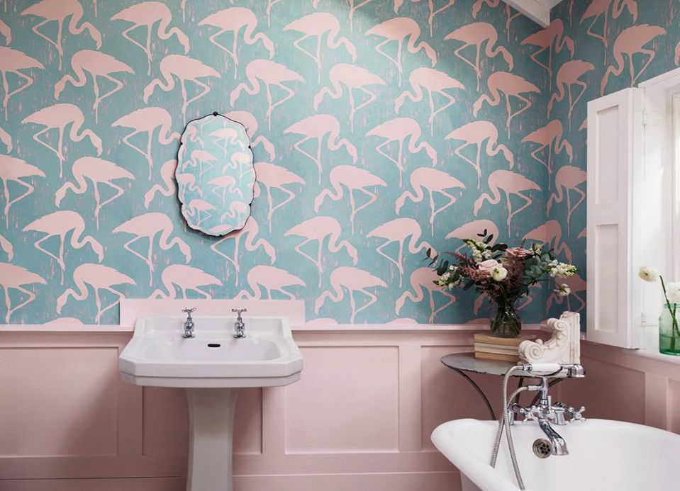 Turquoise Wallpaper Wallpaper Lahore light pink Room View