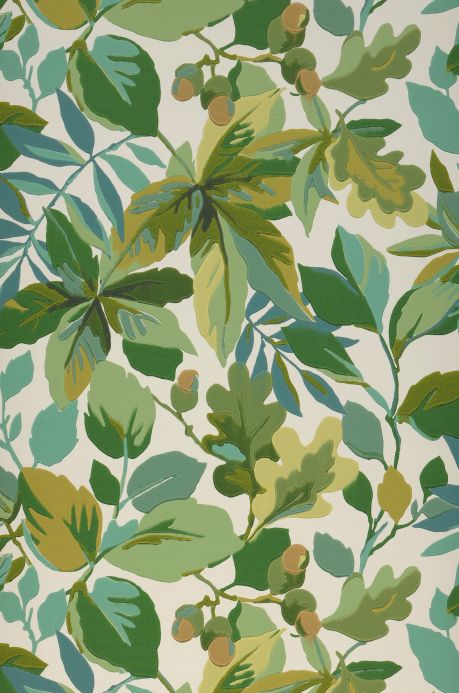 Leaf and Foliage Wallpaper Wallpaper Marte shades of green Roll Width