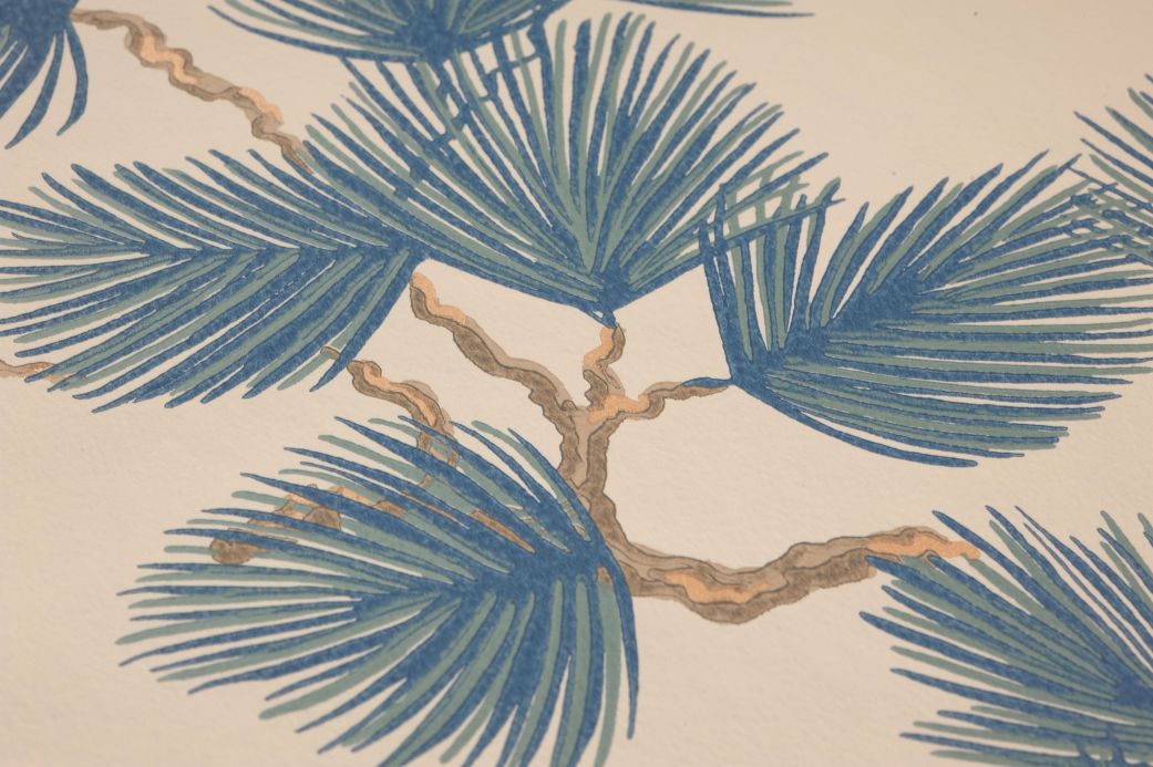 Blaue Tapeten Tapete Pine Blasskieferngrün Detailansicht