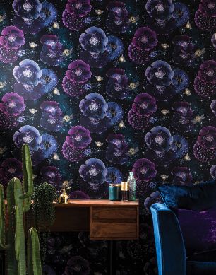 Wallpaper Novalee violet tones Room View