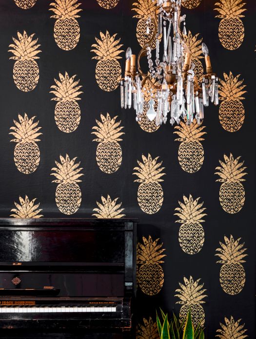 Fruit Wallpaper Wallpaper Ananas black Room View