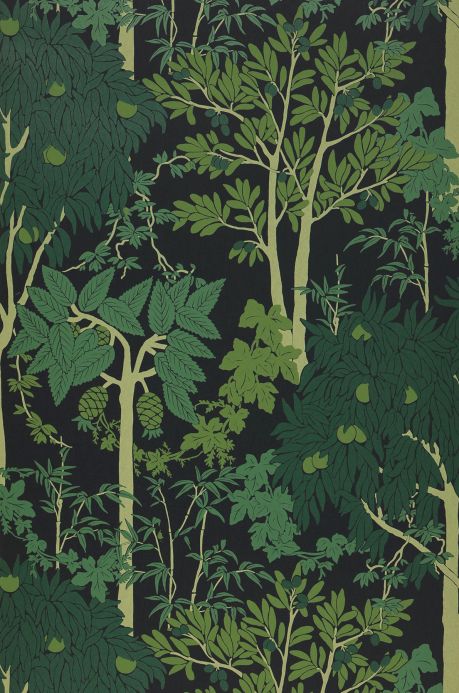 Papel pintado botánico Papel pintado Mirabelle verde oscuro Ancho rollo