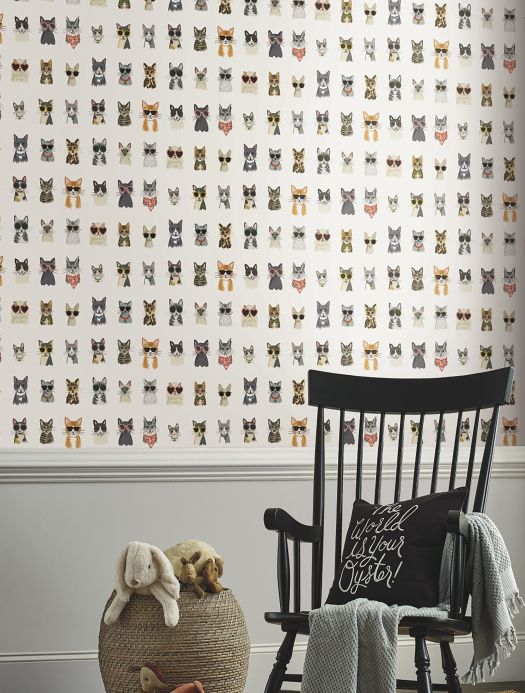 Peel and stick Wallpaper Self-adhesive wallpaper Cool Cats white Room View