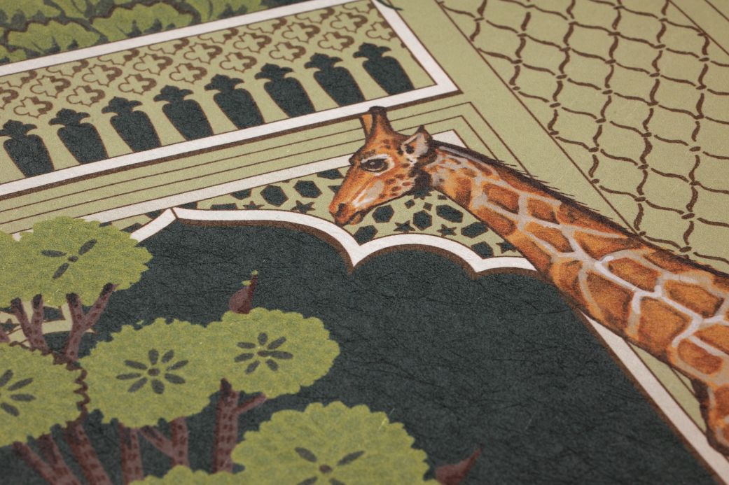Indische Tapeten Tapete Plantasia Schwarzgrün Detailansicht