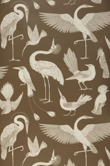 Bird Wallpaper Wallpaper Birds of Happiness olive brown Roll Width