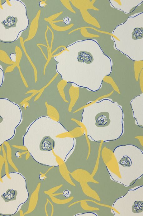 Floral Wallpaper Wallpaper Kanoko pale green Roll Width
