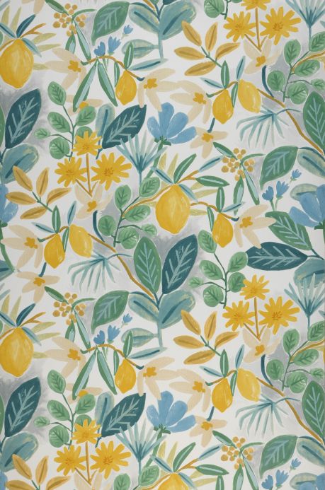 Peel and stick Wallpaper Self-adhesive wallpaper Amalfi Fruits shades of blue Roll Width