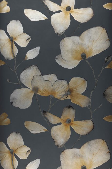 Floral Wallpaper Wallpaper Munroe anthracite grey Roll Width