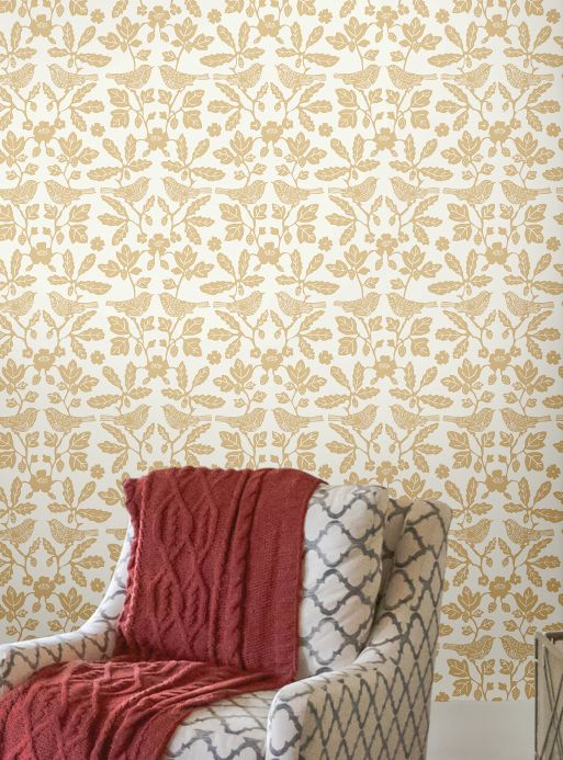 Wallpaper Self-adhesive wallpaper Sparrow and Oak cream white Room View