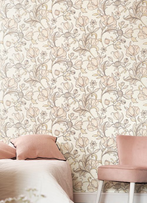 Floral Wallpaper Wallpaper Cabrera cream Room View
