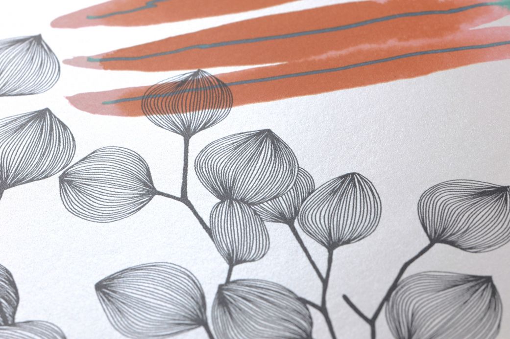 Papier peint botanique Papier peint Hilma brun orange Vue détail