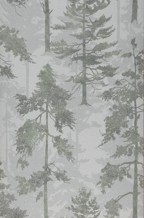 Papier peint de forêts et d’arbre Papier peint Forest Bathing gris pâle Largeur de lé