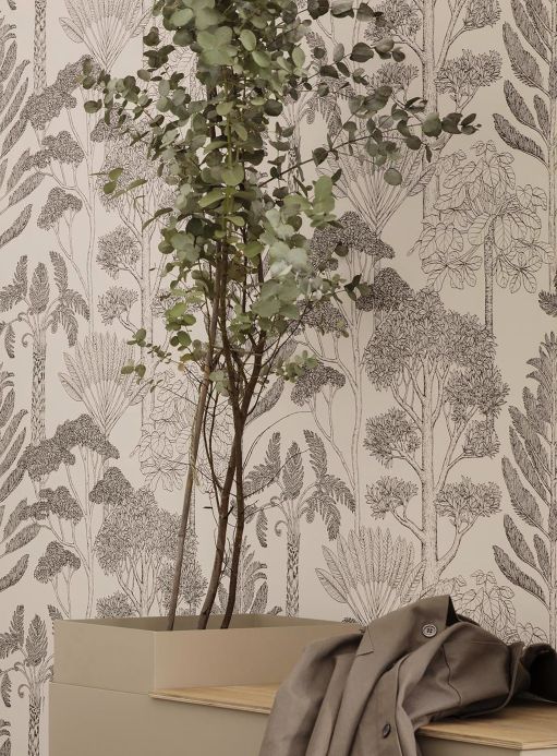 Ferm Living Wallpaper Wallpaper Trees cream white Room View