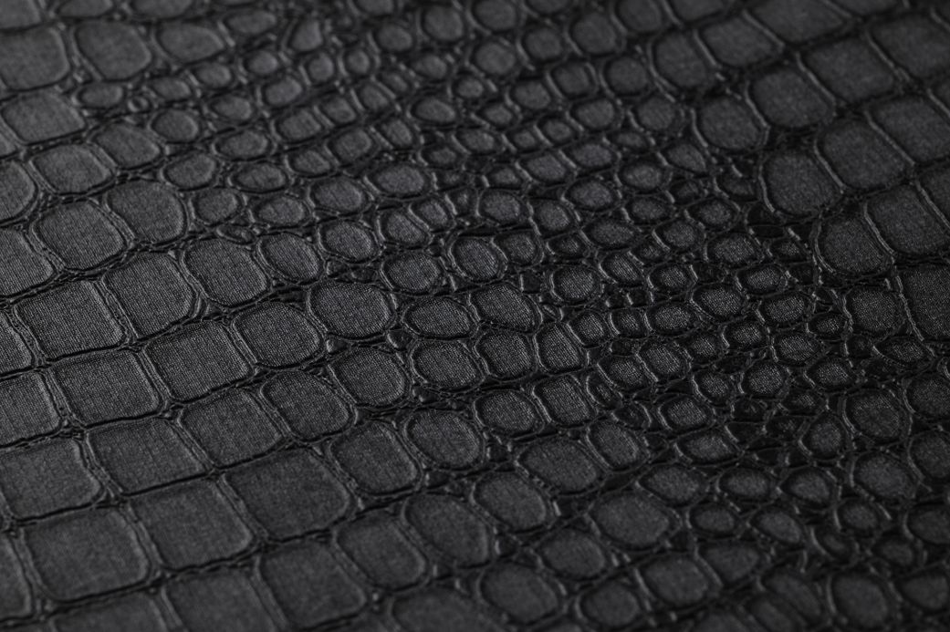Faux Leather Wallpaper Wallpaper Caiman anthracite grey Detail View