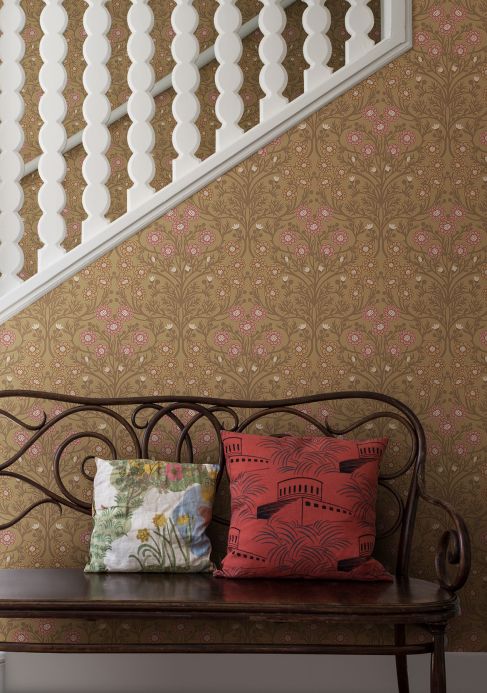 Floral Wallpaper Wallpaper Pelage brown beige Room View