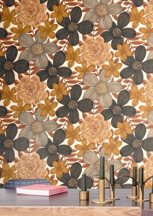 Brown Wallpaper Wallpaper Othilia olive brown Room View