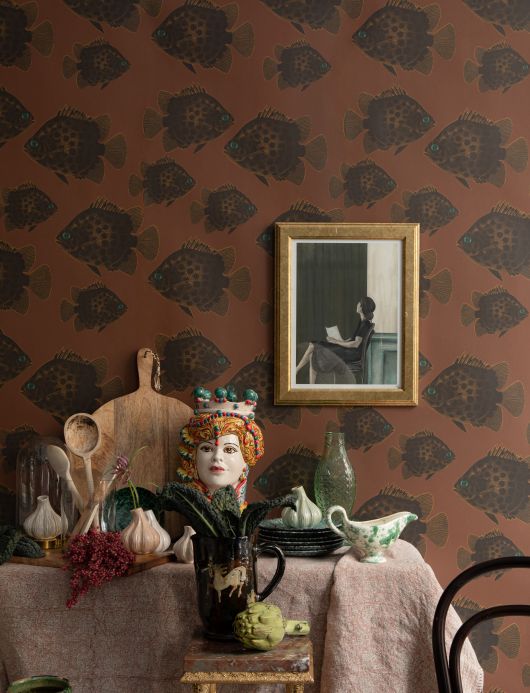 Papel pintado Lisa Bengtsson Papel pintado Hakan tonos de marrón Ver habitación