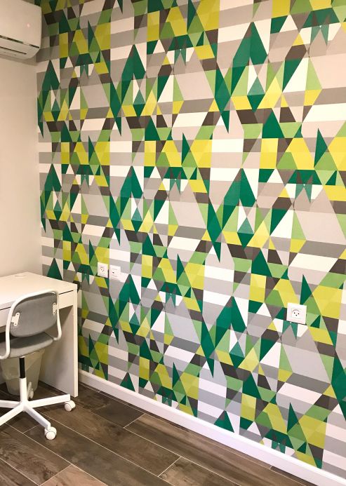 Geometric Wallpaper Wallpaper Zewana green Room View
