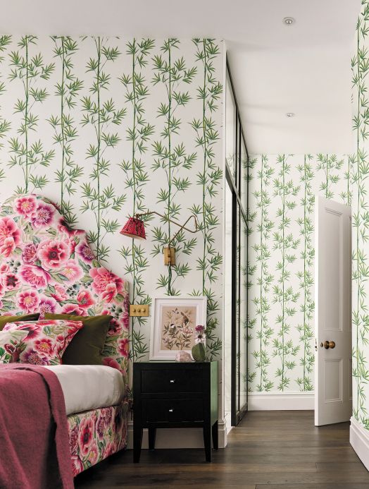 Oriental Wallpaper Wallpaper Marakanda shades of green Room View