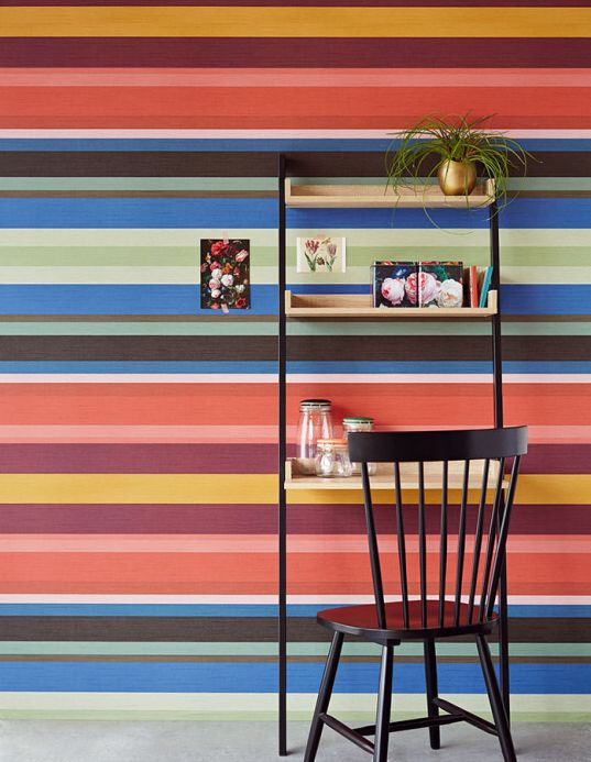 Striped Wallpaper Wallpaper Keila blue Room View