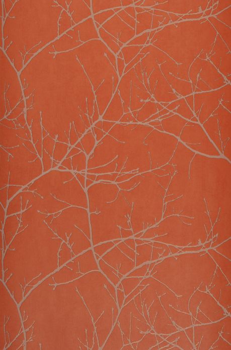 Papel de parede botânico Papel de parede Kansai laranja avermelhado Largura do rolo