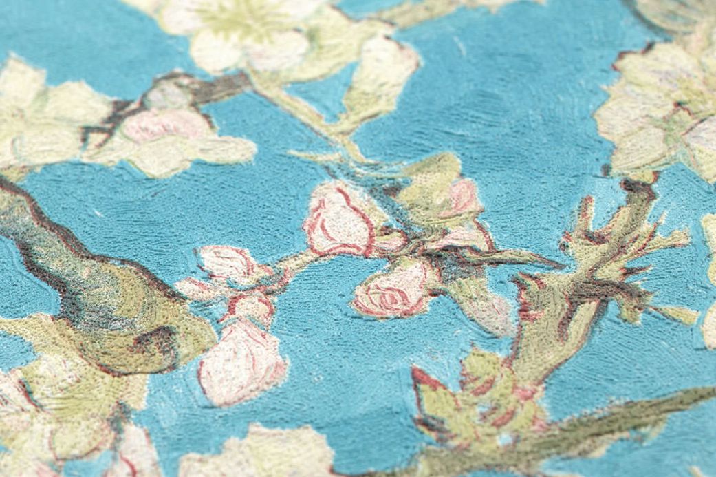 Papier peint floral Papier peint VanGogh Blossom turquoise Vue détail