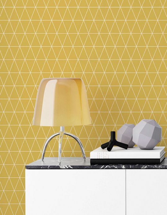 Geometric Wallpaper Wallpaper Svarog ochre yellow Room View