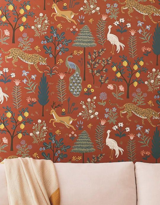 Rooms Wallpaper Menagerie copper brown Room View
