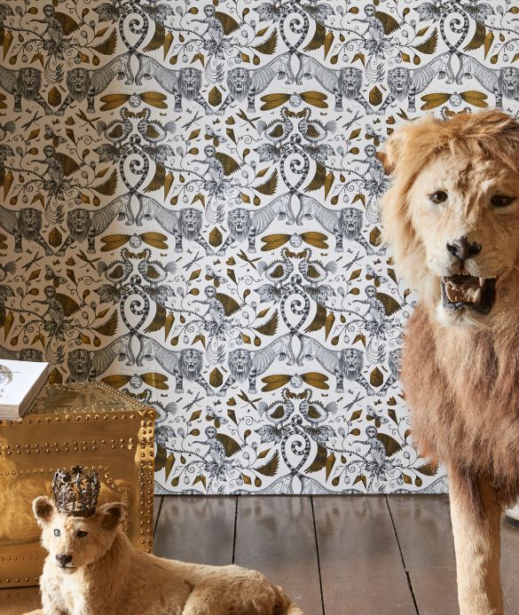 Animal Wallpaper Wallpaper Extinct pearl gold Room View