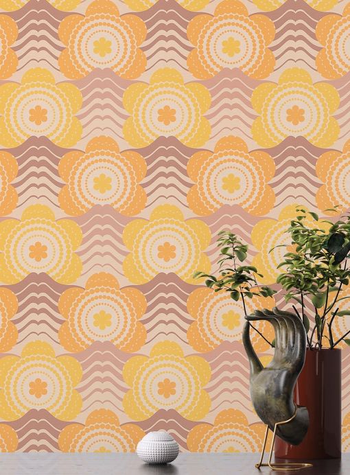 Vintage Wallpaper Wallpaper Breanna maize yellow Room View