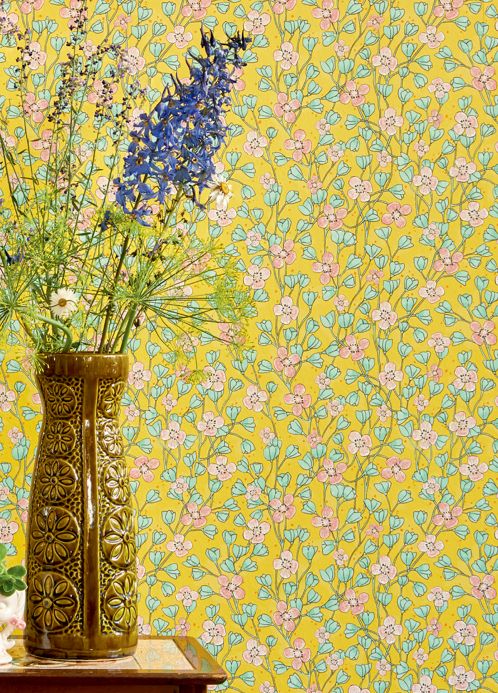 Floral Wallpaper Wallpaper Videnna yellow Room View